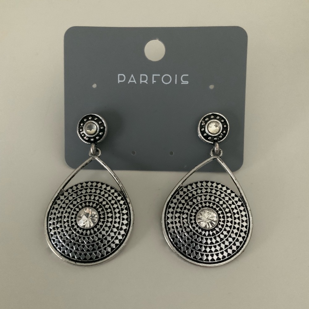 PARFOIS Dangle Silver Round Earrings Women’s Jewellery BRAND NEW